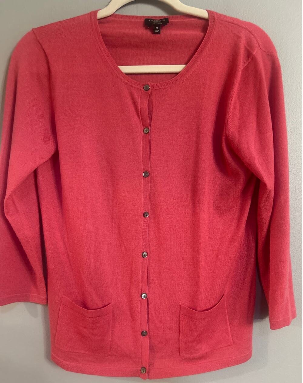 Talbots Pure Cashmere Cardigan Sweater M Classic Preppy Quiet Luxury Cozy *